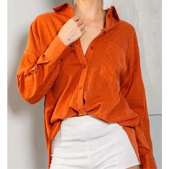 Rust Linen Shirt - Picture 6 of 6